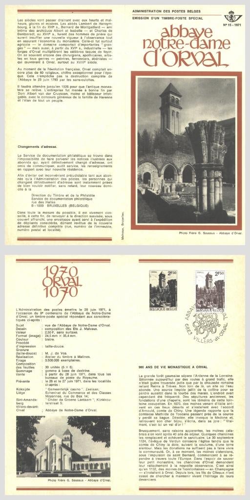 1971 Abbaye d'Orval, Timbres & Monnaies, Envoi