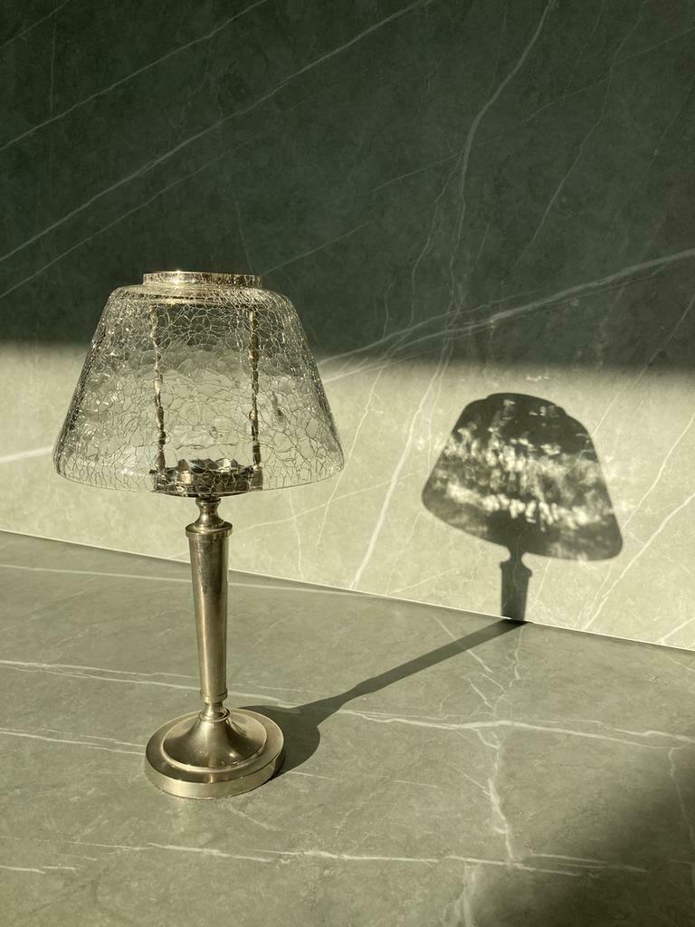 Gecraqueleerde theelichthouder metaal/glas, Utilisé, Métal, Chandelier, 25 à 50 cm