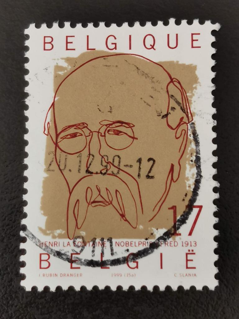Belgique 1999 - Lauréat du prix Nobel Henri La Fontaine, Enlèvement ou Envoi, Affranchi
