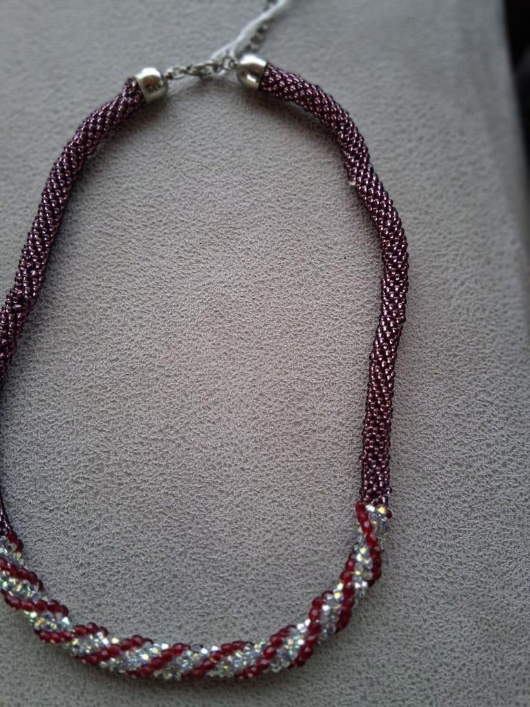 Halsketting met swarovski parels handgemaakt, Ophalen of Verzenden