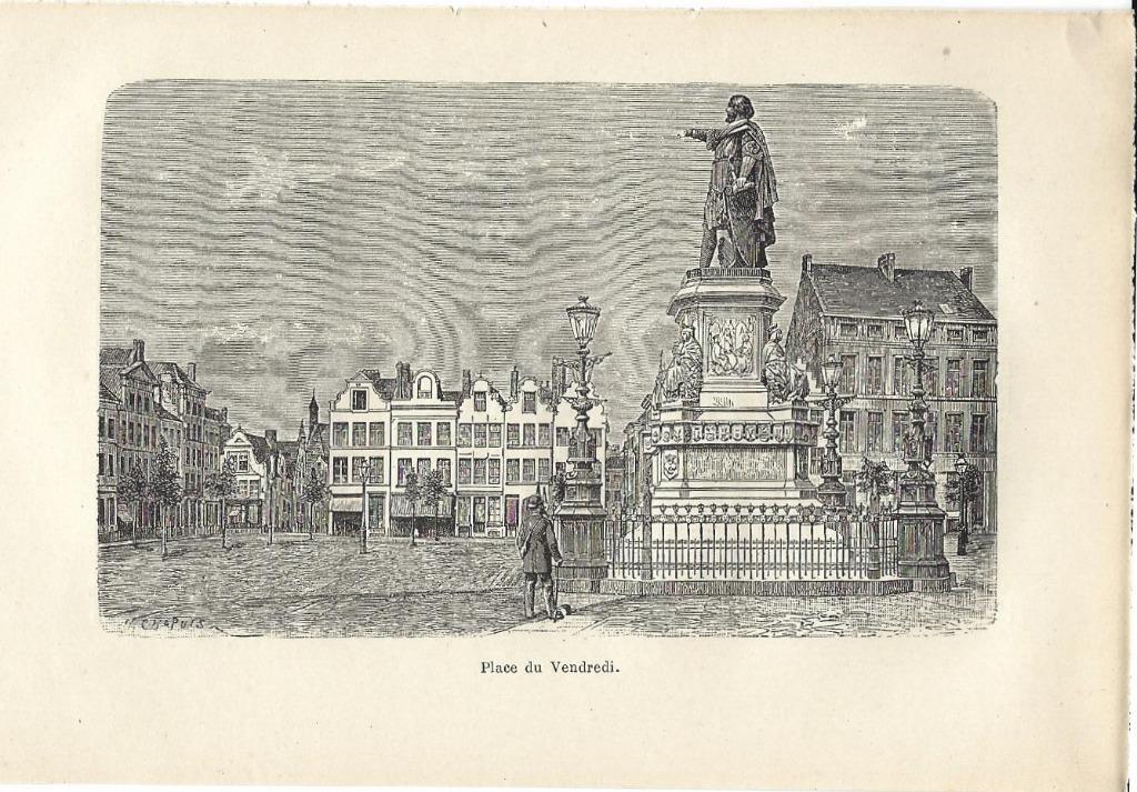 1880 - Gent - de Vrijdagsmarkt, Ophalen of Verzenden