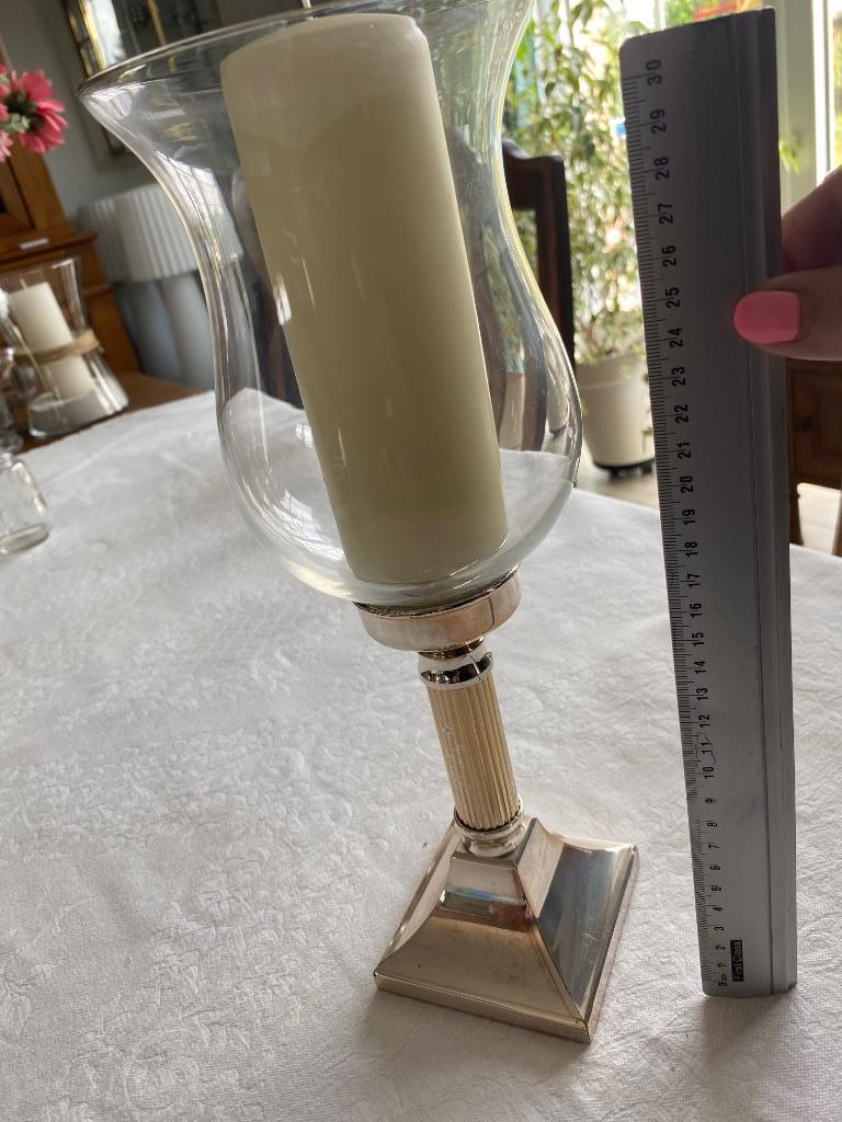 Joli photophore verre et métal argenté, Antiquités & Art, Enlèvement