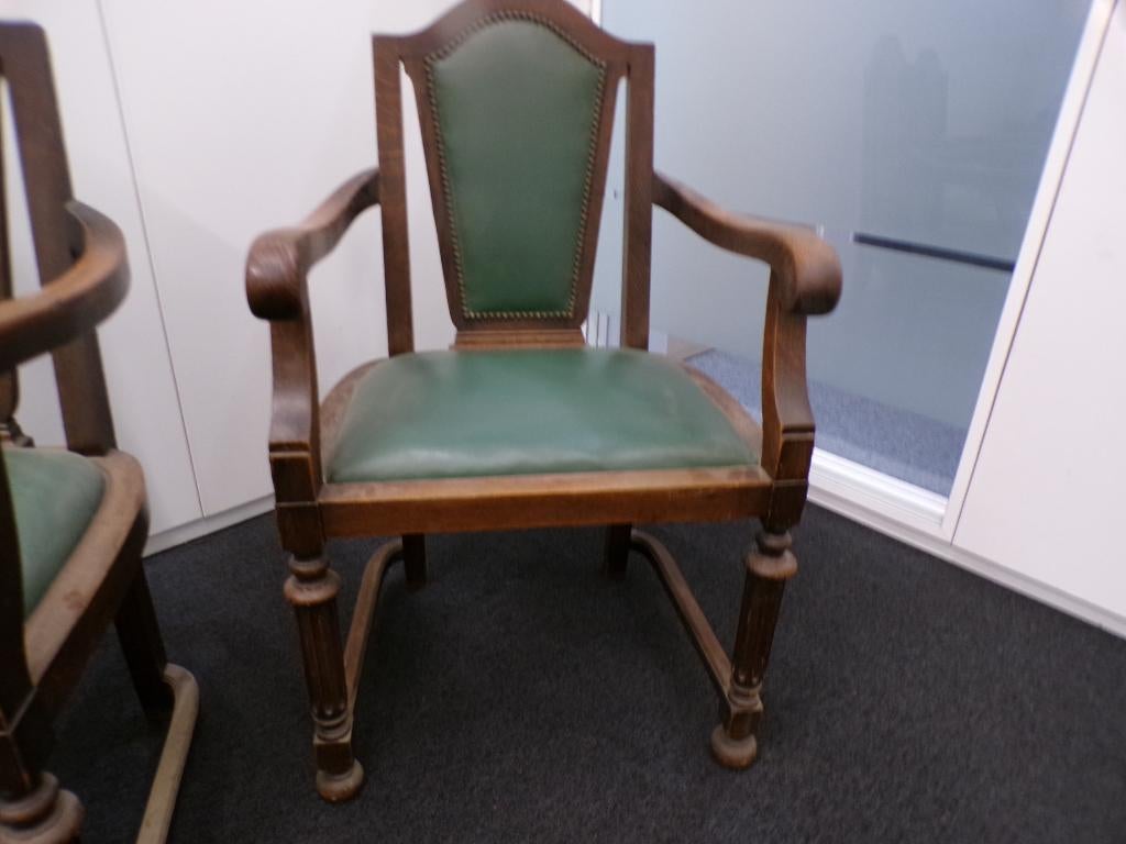 2 Antieke stoelen, Maison & Meubles, Chaises de bureau, Enlèvement, Utilisé, Vert, Chaise boule
