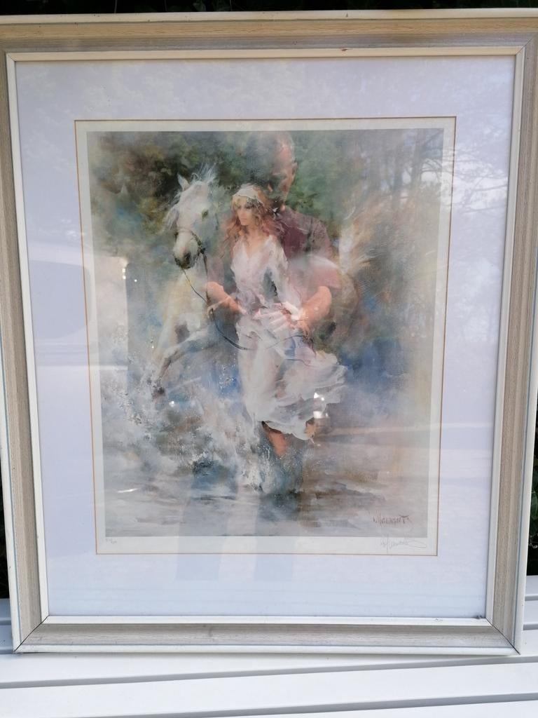 Schilderij achter glas, 77x92, Antiek en Kunst, Ophalen