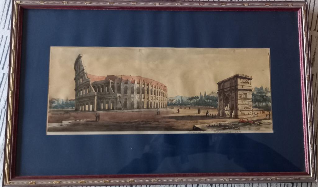 Mooie gouache/kleurenets van Stepanov Het Colloseum in Rome, Ophalen of Verzenden
