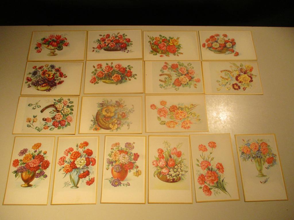17 cartes postales/cartes postales anciennes avec des fleurs, Enlèvement ou Envoi, 1940 à 1960, Non affranchie, Autres thèmes
