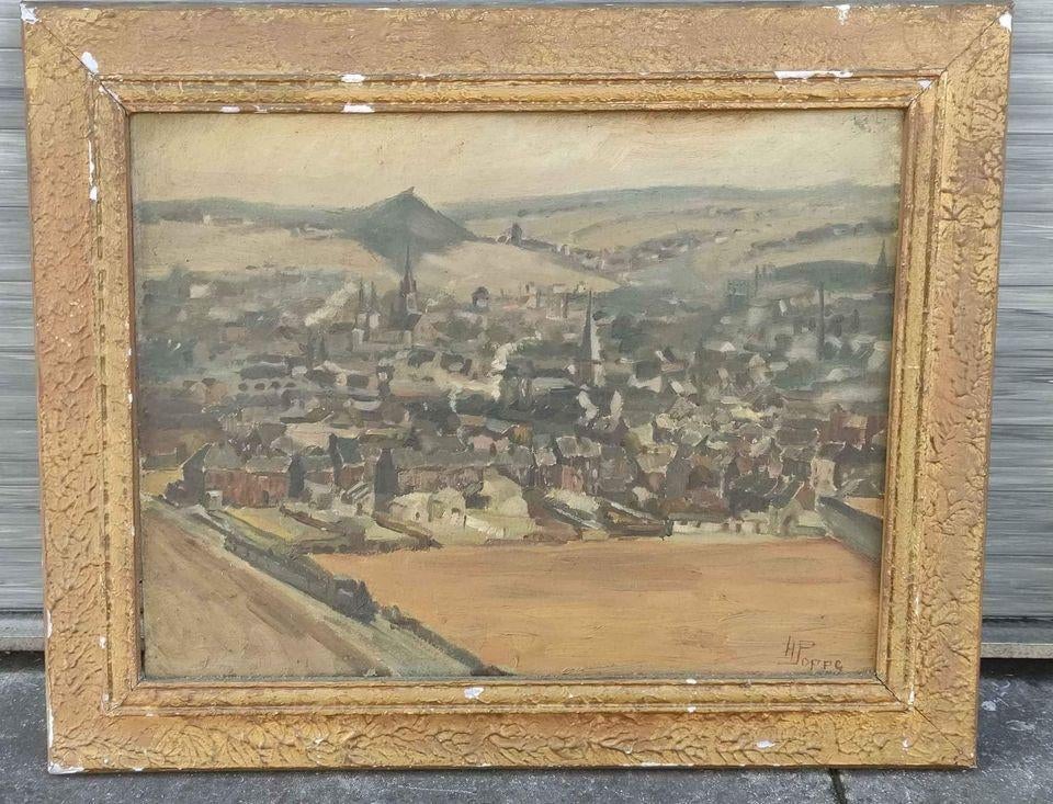 huile sur panneau village signe henri poppe, Enlèvement ou Envoi