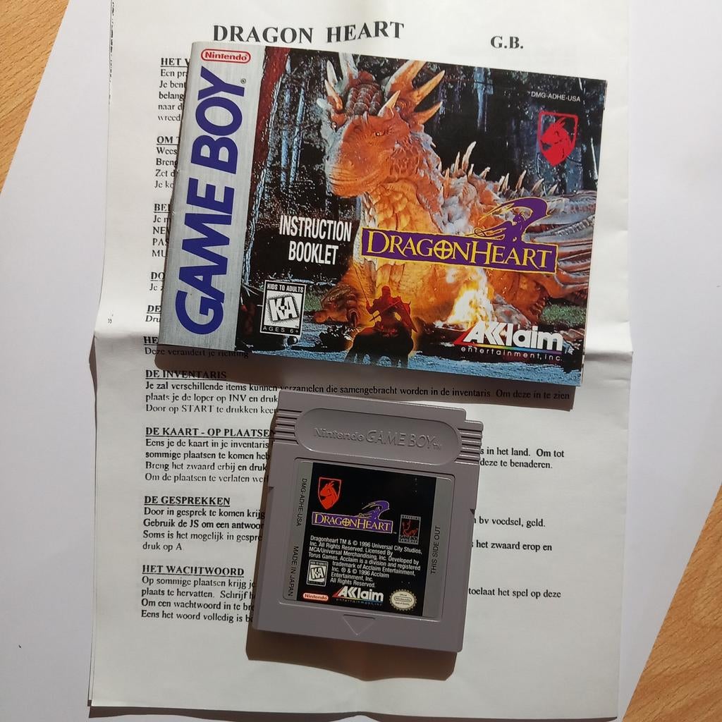 Dragon Heart Nintendo gameboy usa, Ophalen of Verzenden, Zo goed als nieuw