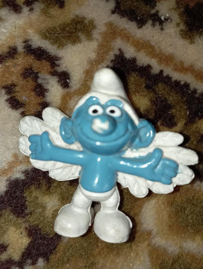 352) kerstengel smurf-- Flying Angel Smurf ( Bully ), Enlèvement ou Envoi, Utilisé, Autres Schtroumpfs, Poupée, Figurine ou Peluche