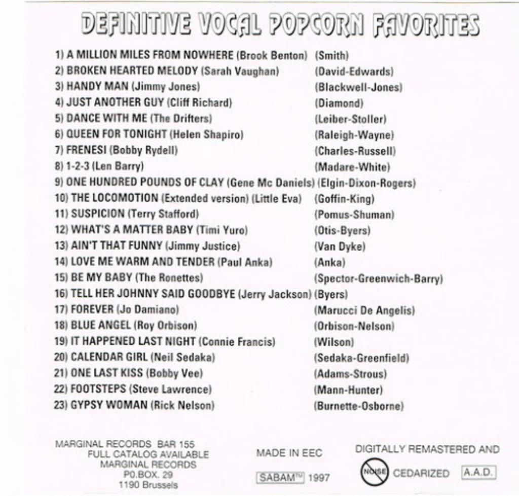 Definitive "Popcorn vocals'' Favorites - Cd, Ophalen of Verzenden, Zo goed als nieuw