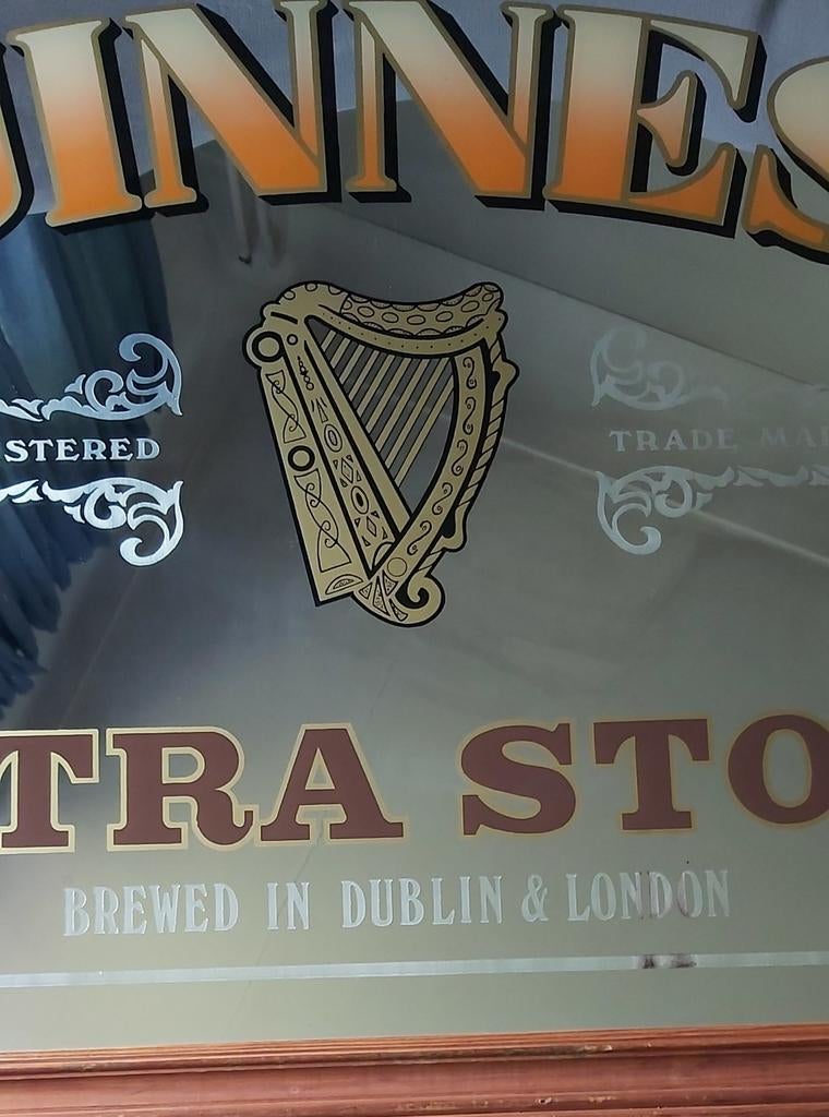 Grand miroir Guinness Art Nouveau ancien de 1950 bar mancave, Enlèvement