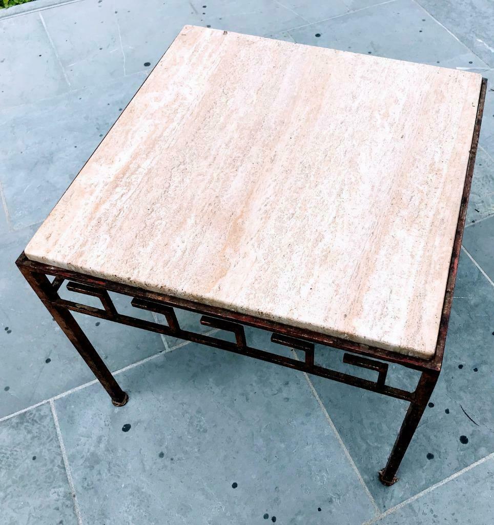 Antiquité - table d'appoint pierre naturelle - vintage, Enlèvement