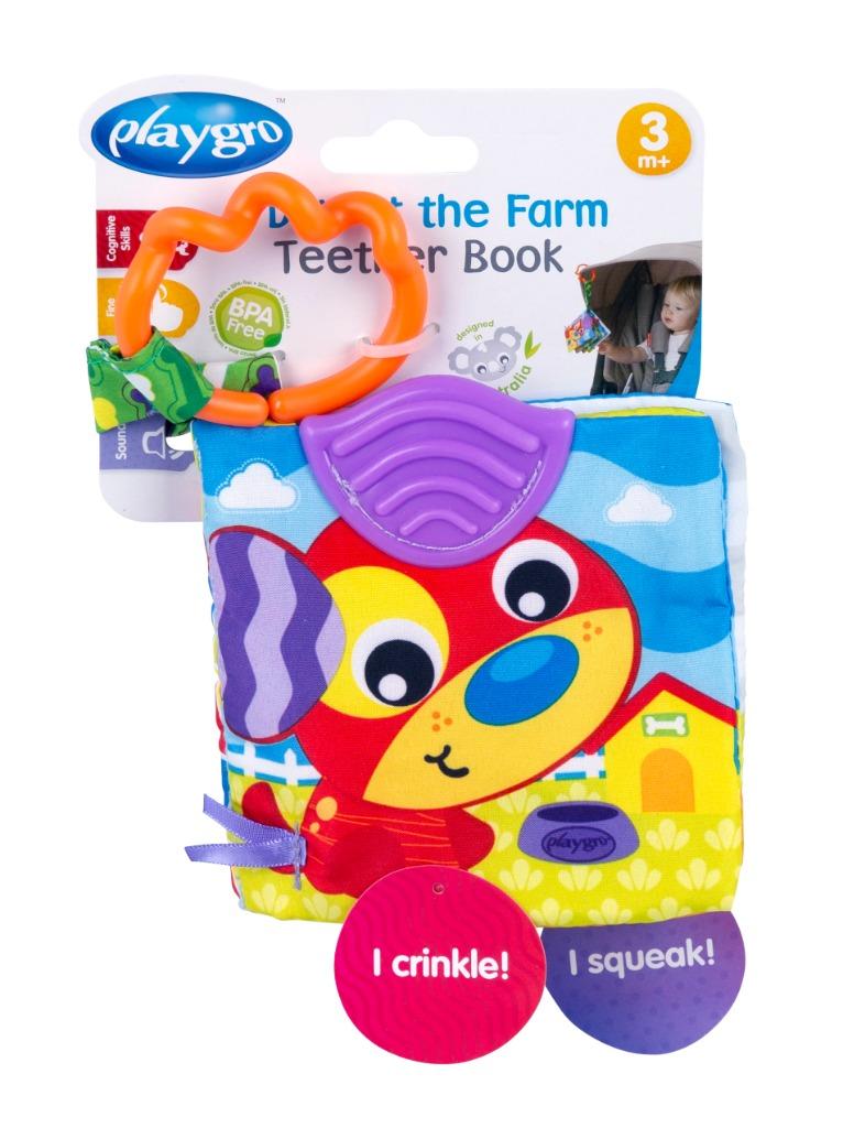 Playgro Knuffelboekje A Day at the Farm Teether Book, Kinderen en Baby's, Ophalen of Verzenden, Nieuw, Ontdekken