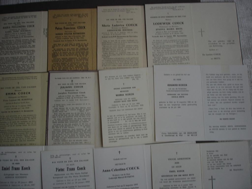 Niel oude doodsprentjes (100tal) met selectie Daman & Coeck, Envoi
