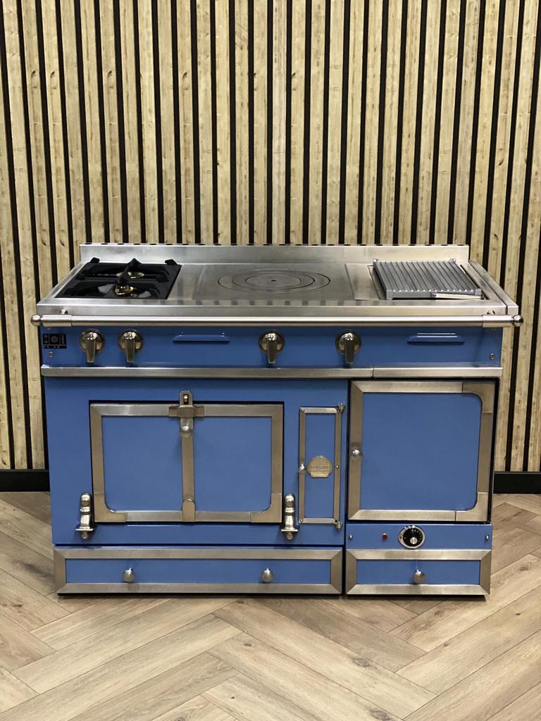 Exclusief Fornuis La Cornue Babyblauw 120cm + Warmhoudkast, Ophalen of Verzenden, Grill, Gas