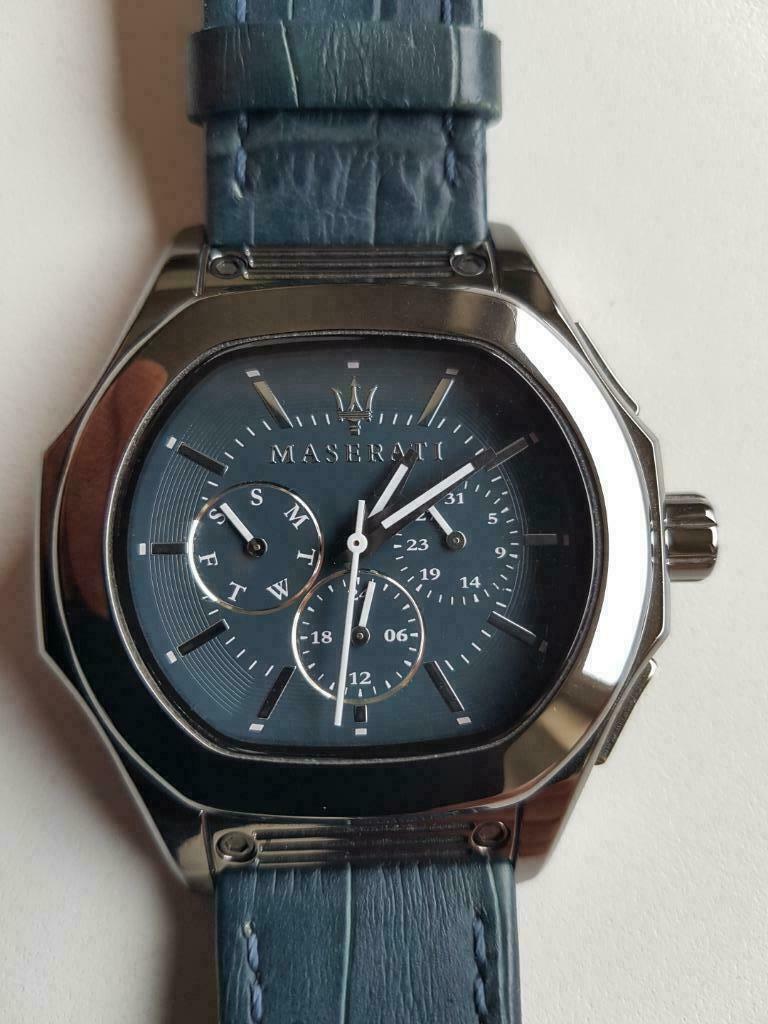 Maserati polshorloge, Handtassen en Accessoires, Horloges | Heren, Overige materialen, Leer, Polshorloge, Zo goed als nieuw