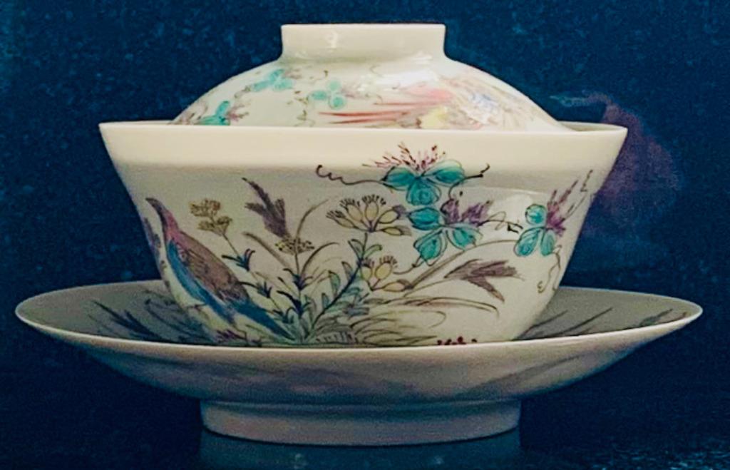 Tasse à thé avec couvercle et soucoupe - Japon 19e siècle, Enlèvement ou Envoi