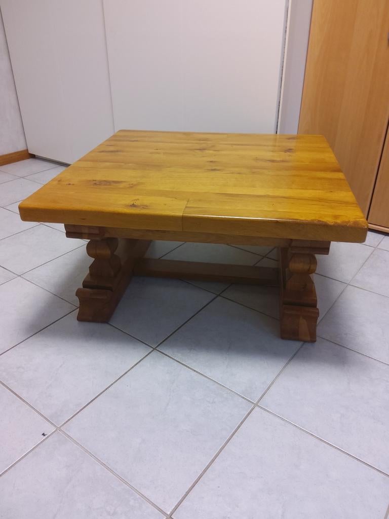 Massief eiken salontafel (90x90x47), Ophalen, 50 tot 100 cm, 50 tot 100 cm, Eikenhout