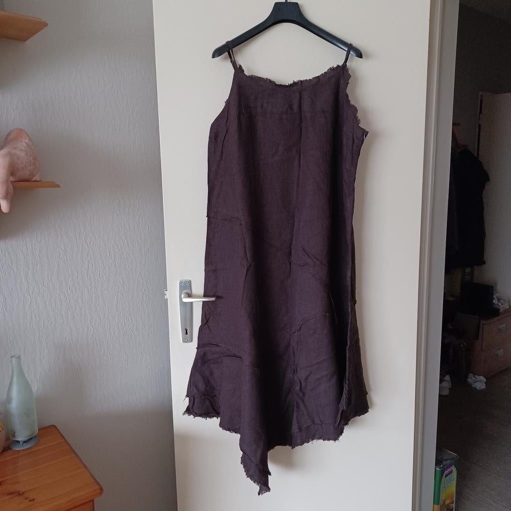 Bruin linnen kleed Paprika maat 3, Kleding | Dames, Ophalen of Verzenden, Bruin