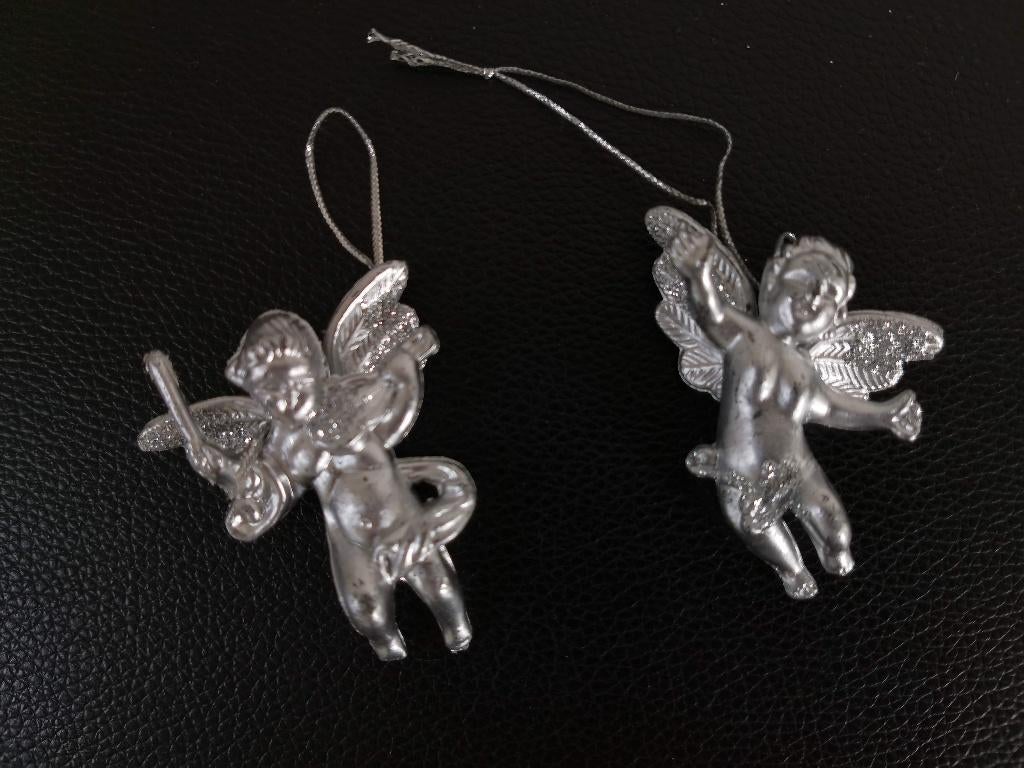 2 anges en argent, violon - 6 cm, Enlèvement ou Envoi, Comme neuf