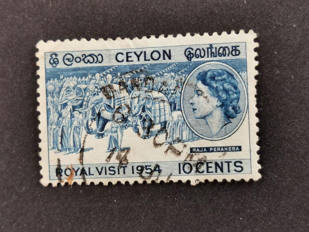Ceylan 1954 - visite royale, cérémonie des éléphants, Enlèvement ou Envoi, Affranchi, Asie du Sud