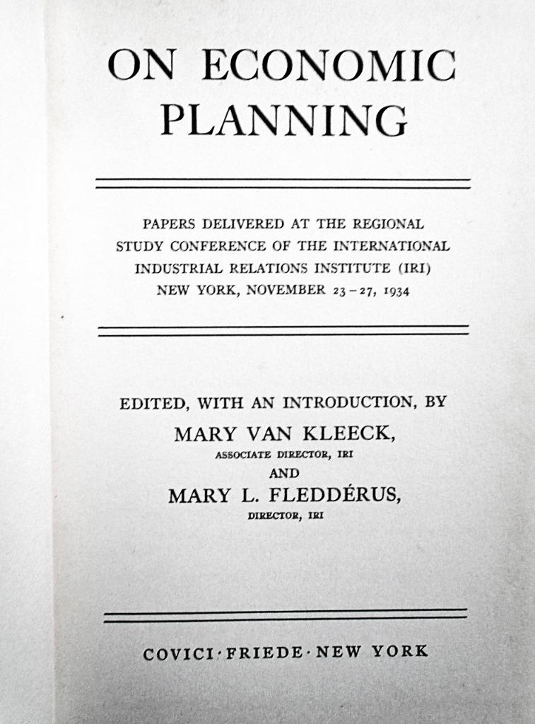 On Economic Planning, Papers delivered at the ...... - 1934, Boeken, Gelezen, Verzenden, Economie en Marketing, M.van Kleeck/M.Fleddérus