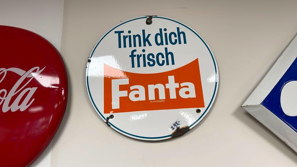 Fanta emaille reclamebord, Verzamelen, Gebruikt, Reclamebord