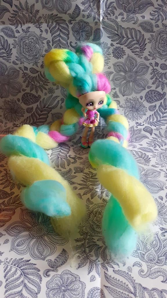 poupée candylock cheveux vert jaune mauve, Enlèvement ou Envoi, Utilisé, Poupée