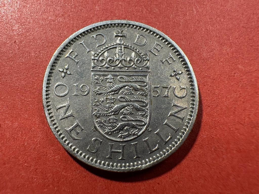 UK - 1 Shilling 1957 (Engels wapenschild) (#216#), Ophalen of Verzenden, Overige landen, Losse munt