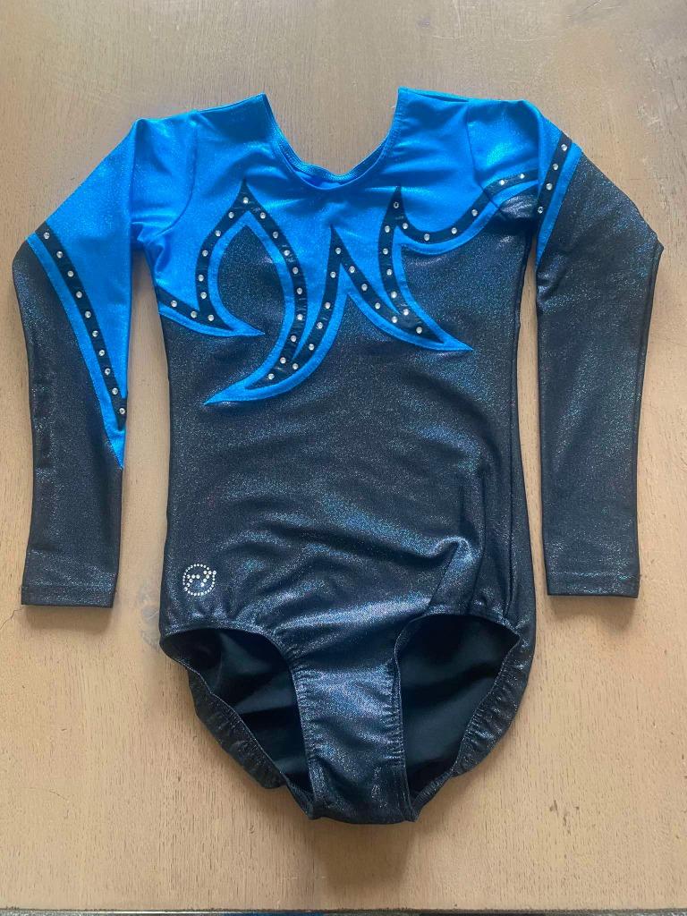 Blauw turnpak (lange mouw) - TT Gymnastics - maat 152, Taille enfant de 146 à 140, Enlèvement ou Envoi, Comme neuf, Maillot de gymnastique