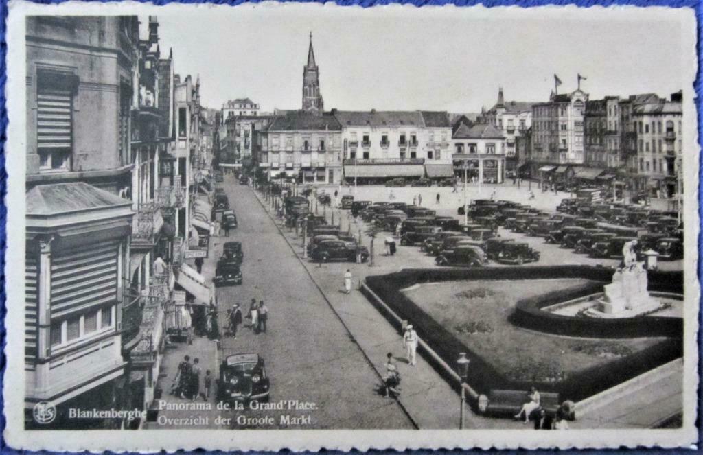 POSTKAART- BLANKENBERGE, PANORAMA VAN DE GROTE MARKT- 1948, Ophalen of Verzenden, 1940 tot 1960, Gelopen, West-Vlaanderen
