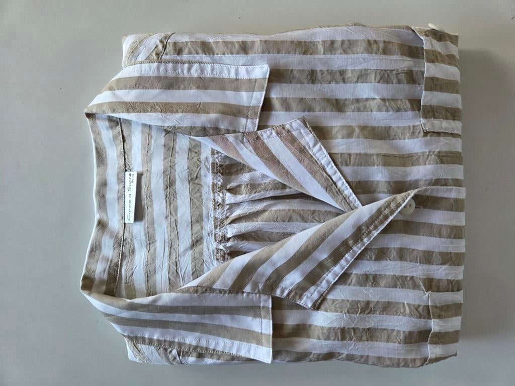 Chemise/chemisier rayé écru/beige taille 40/42, Enlèvement ou Envoi, Comme neuf, Taille 38/40 (M), Beige