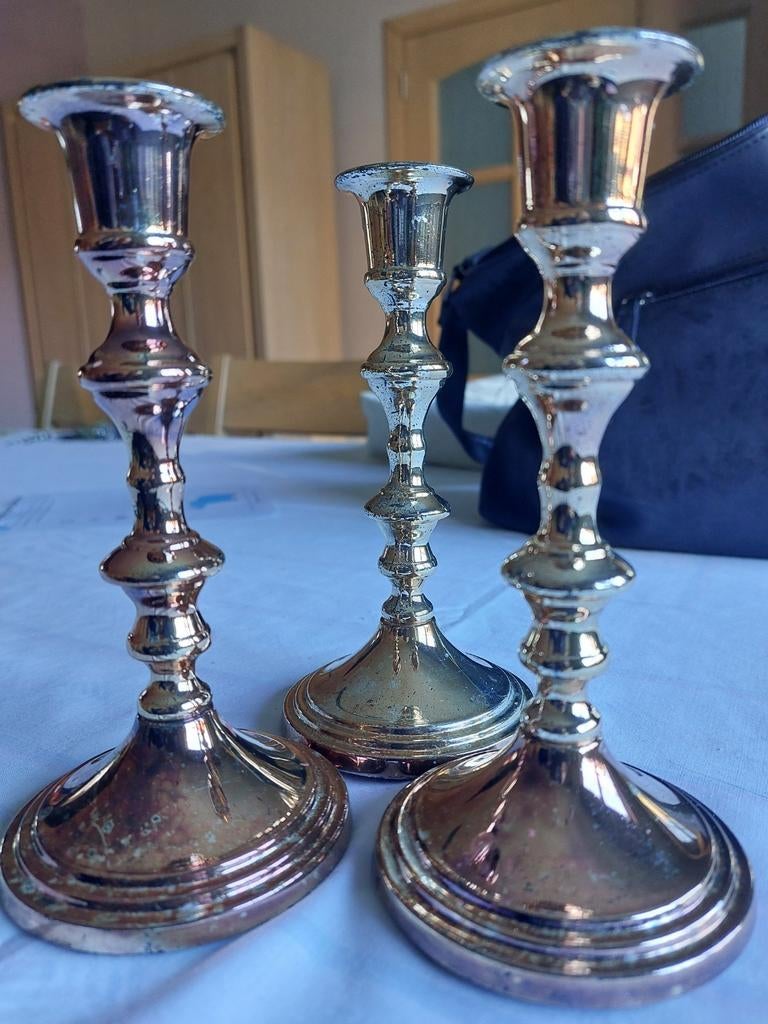 Vintage - Verzilverde kandelaars, Ophalen of Verzenden