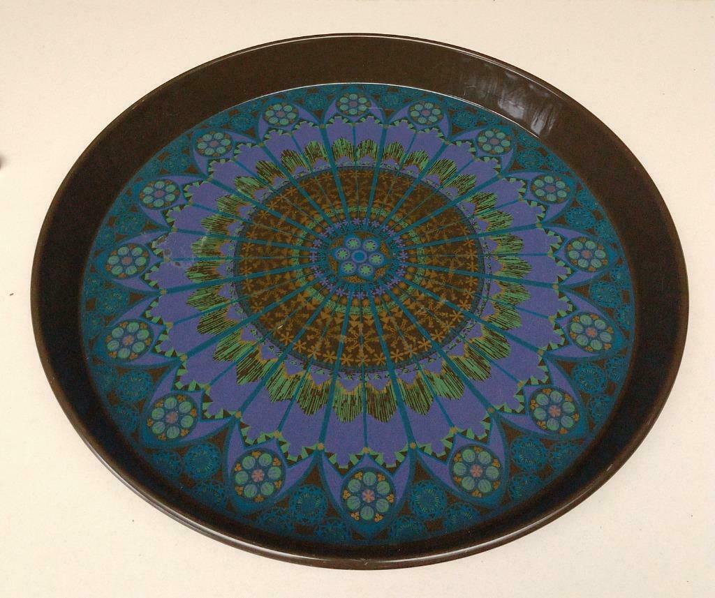 Vintage metalen Mandala dienblad, Huis en Inrichting, Ophalen