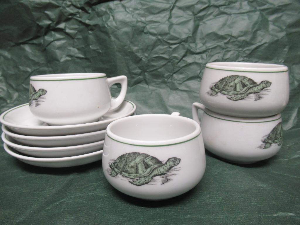 Tasses avec soucoupes, déco tortue, Enlèvement ou Envoi