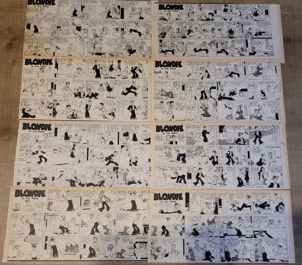 24 oude stripknipsels: Blondie (1949-1950), Ophalen of Verzenden