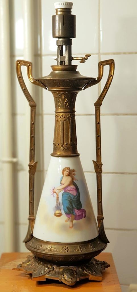 Oude Grote Art Nouveau Jugendstil olielamp, Antiek en Kunst, Ophalen