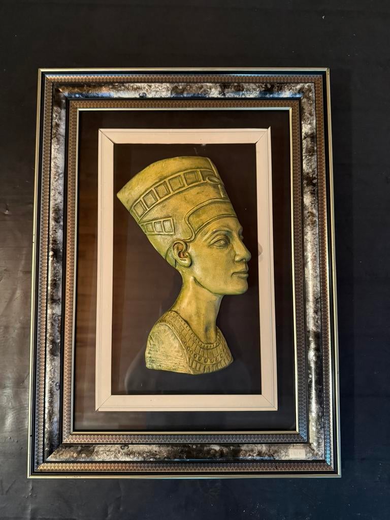 Nefertiti schilderij in lijst, Antiek en Kunst, Verzenden