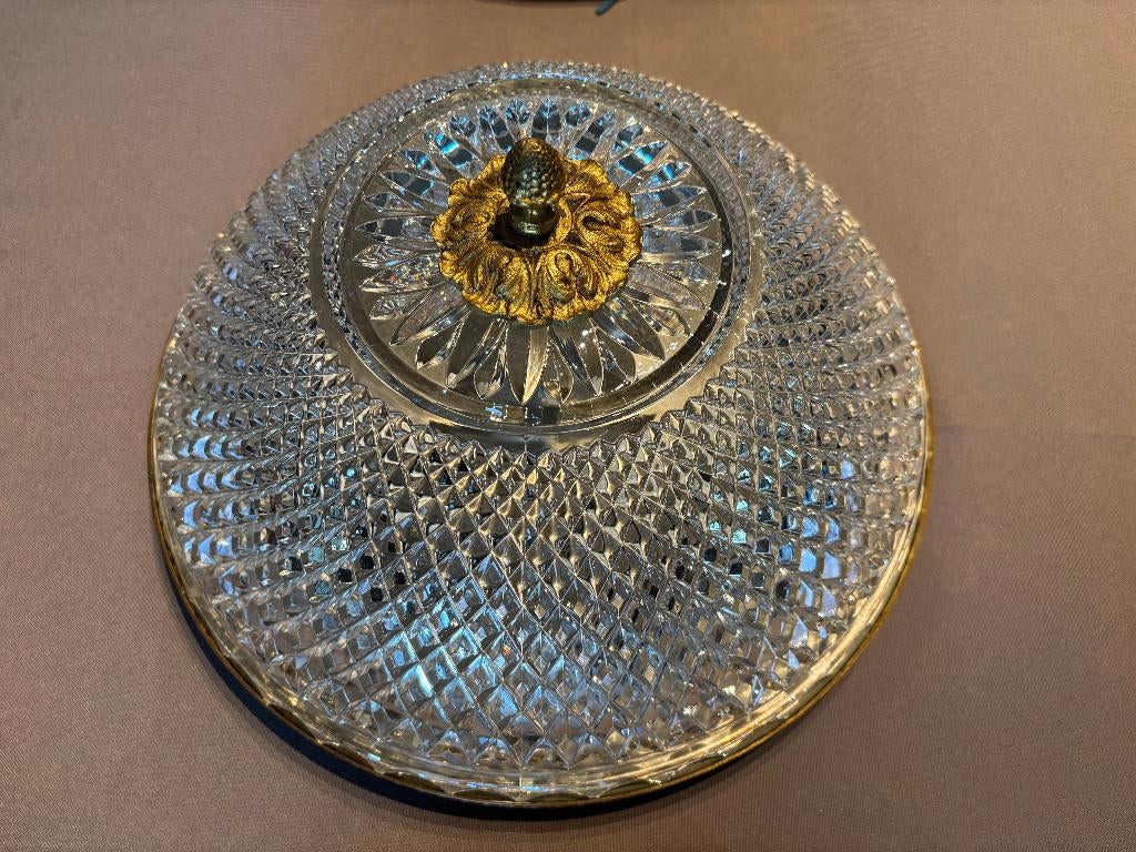 Lot 5 lampes vintage verre diamant – campagne chic, Maison & Meubles, Enlèvement, Comme neuf, Verre, Vintage