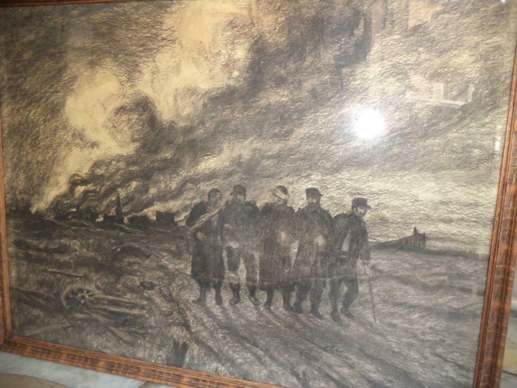 1914 Willem DELSAUX fusain dessin guerre WW I soldats Ypres, Antiquités & Art, Enlèvement