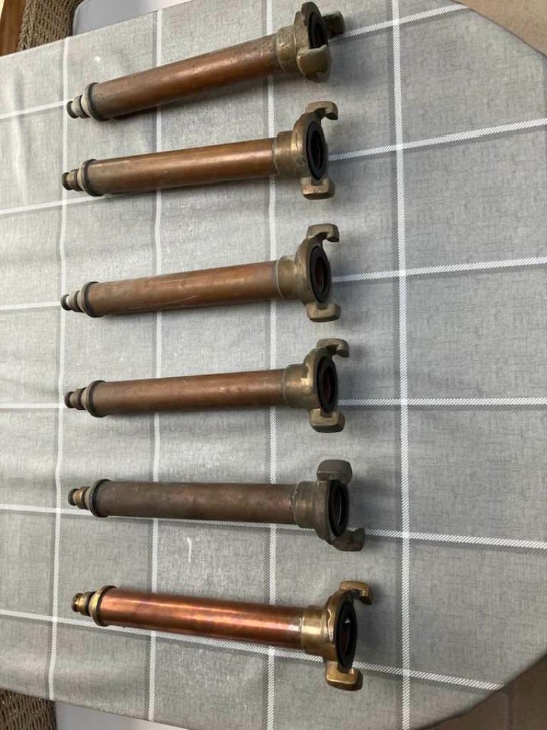 tekoop oude koperen brandweerspuit, brandweerspuiten 6 stuks, Ophalen, Koper