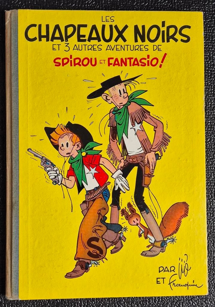 Spirou et Fantasio - 3 - Les chapeaux noirs - 1960 dos rond, Gelezen, Eén stripboek, Ophalen of Verzenden, Franquin