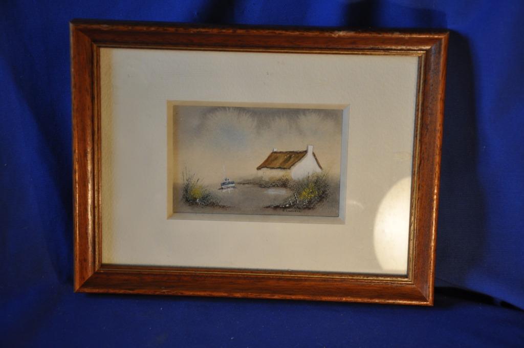 cadre avec aquarelle chaumière H.caradec, Antiquités & Art, Enlèvement ou Envoi