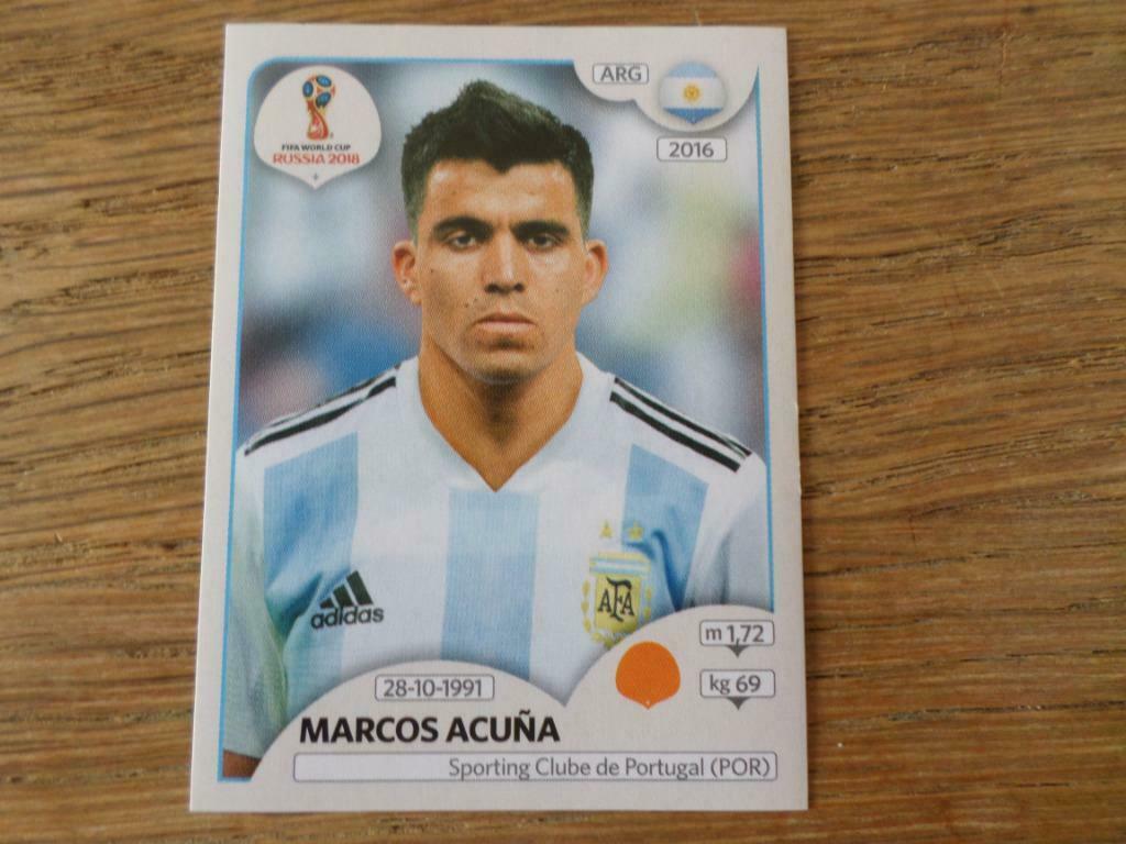 Marcos ACUNA (Argentine) Panini WK 2018 Russie nº272., Enlèvement ou Envoi, Comme neuf, Sport
