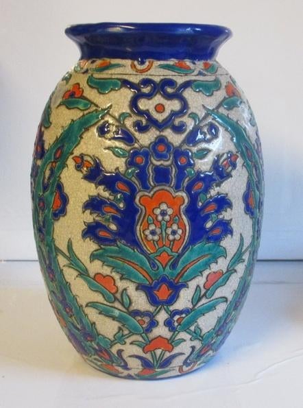 vase séparé Boch Keramis Iznik décor Chevallier 175, Antiquités & Art, Antiquités | Céramique & Poterie, Envoi