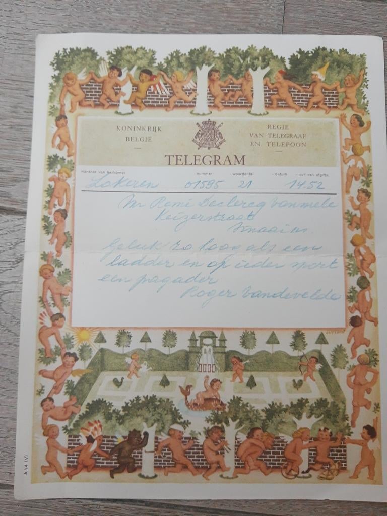 Télégramme écrit 1952, Lokeren, Collections, Enlèvement ou Envoi, Comme neuf