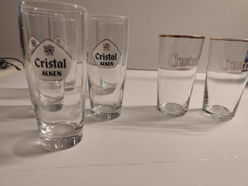 Cristal Alken glazen. Met - en zonder gouden rand., Collections, Verres & Petits Verres, Enlèvement