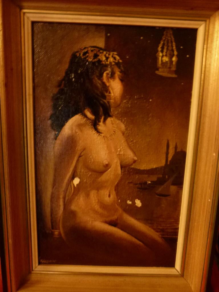 antiek schilderij André Toussaint dubbelzijdig 1951, Ophalen