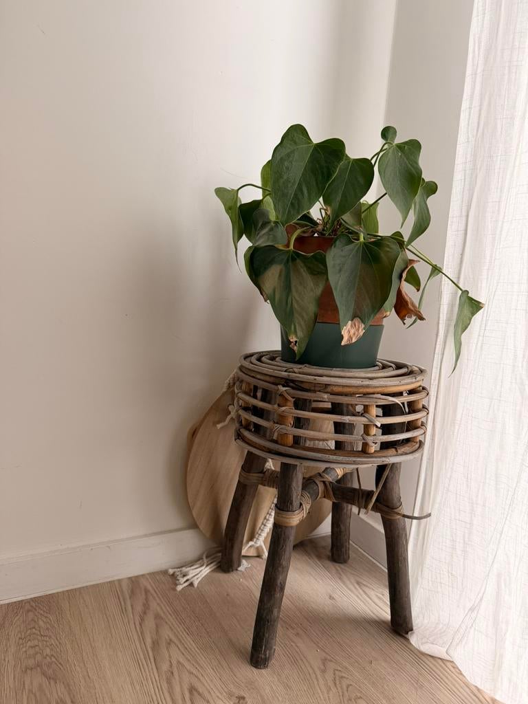 Handgemaakt Rotan Kruk Boho Stijl, Ophalen, Zo goed als nieuw, Hout
