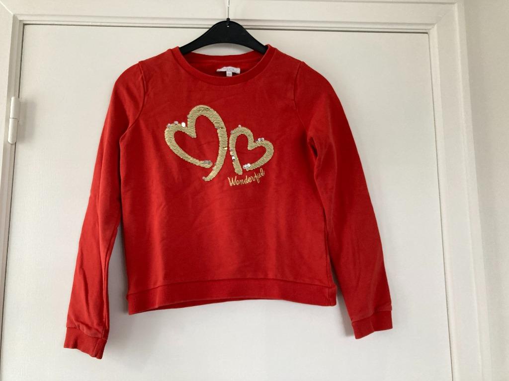 Roest oranje sweater met pailetten - Frizzle by Bel&Bo - maa, Enlèvement ou Envoi, Pull ou Veste, Frizzle by Bel & Bo, Utilisé